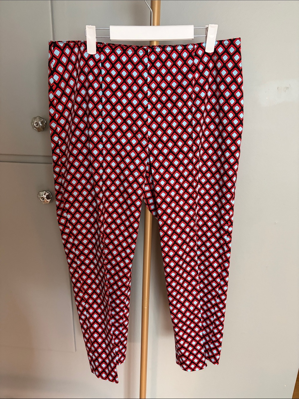 St. John Red Geometric Print Pants